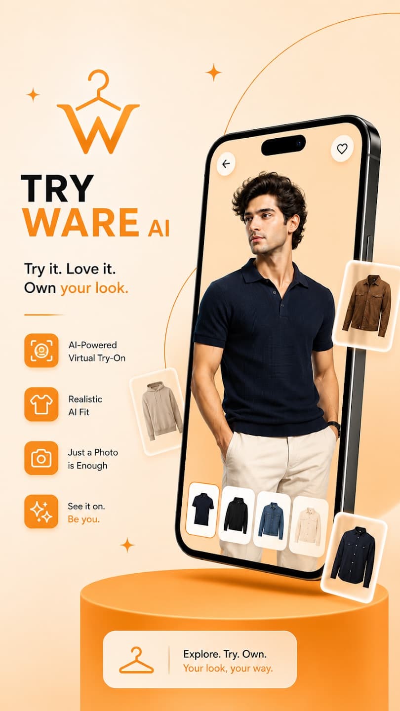 TryWare AI showing a shopper previewing garments on themselves